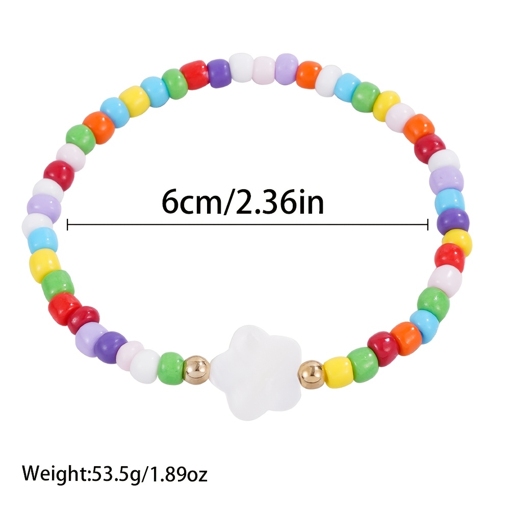 12pcs Kids Stretch Beaded Bracelets Set, Colorful Charm Accessories